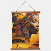 アフリカ人女性ポートレート、美しい黒人女性 吊り下げ型タペストリー (正面2)