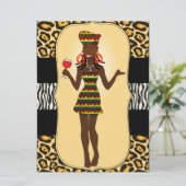 アフリカ人女性誕生日ブライダルシャワーバチュラーパーティ 招待状 (スタンド正面)