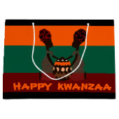 アフリカ人女性2人とバスケット幸せクワンザTシー ラージペーパーバッグ (正面)