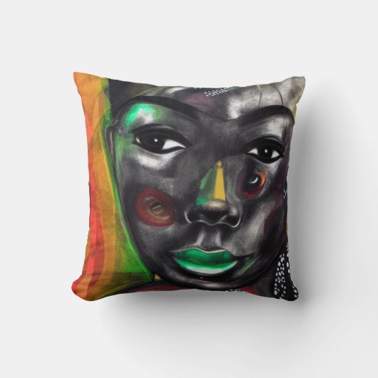アフリカ人女性 クッション (正面)