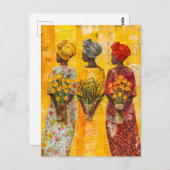 アフリカ人女性（花） ポストカード (正面/裏面)