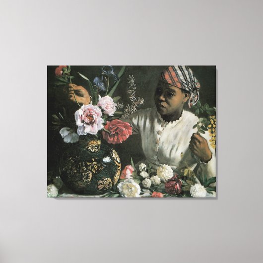 アフリカ人女性Peonies by Frederic Bazille，花 キャンバスプリント (正面)