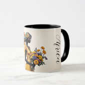 アフリカ人少女エスニックファッション菊フローラ マグカップ (正面右)