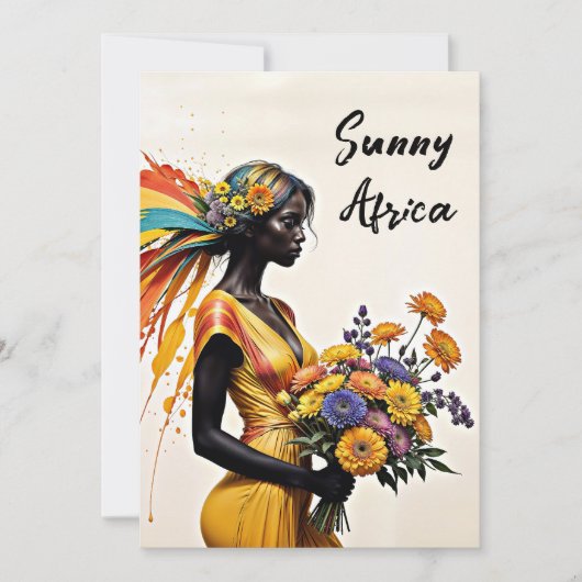 アフリカ人少女エスニックファッション菊フローラ 招待状 (正面)