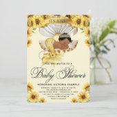 アフリカ人魚ひまわり赤ちゃんシャワー招待状 招待状 (スタンド正面)