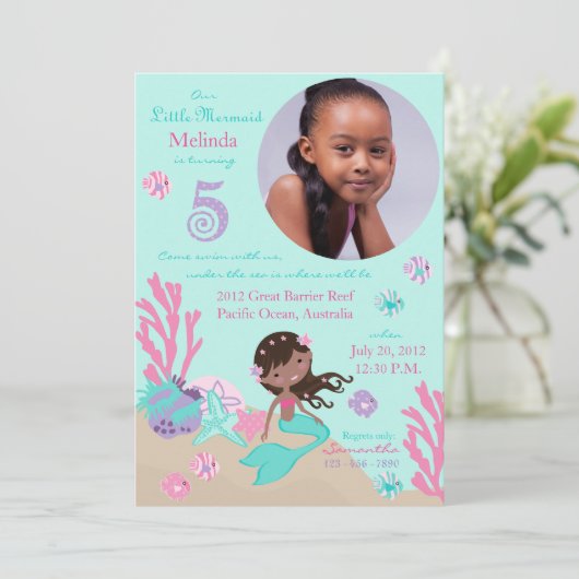 アフリカ人魚姫第5誕生日 招待状 (スタンド正面)
