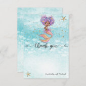 アフリカ人魚水彩誕生日 |ベビーシャワー サンキューカード (正面/裏面)