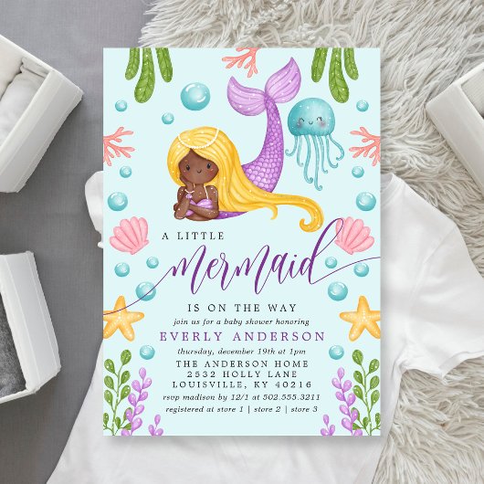 アフリカ人魚海ベビーシャワー招待状 招待状