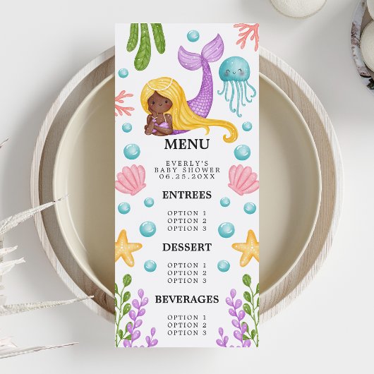 アフリカ人魚海赤ちゃんシャワーメニュー メニュー