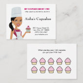 アフリカ人AM版のカップケーキの名刺 ロイヤリティカード (正面/裏面)