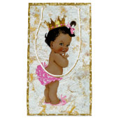 アフリカ人Princess|のピンク及び王室のな金ゴールドのきらめく スモールペーパーバッグ (正面)