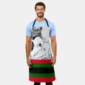 アフリカ伝統ブラックラブブラックファミリー エプロン (着用した状態)