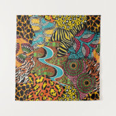 アフリカ伝統的の織物と野生動物の皮p タペストリー (正面(横))