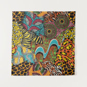 アフリカ伝統的の織物と野生動物の皮p タペストリー (正面)