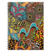 アフリカ伝統的の織物と野生動物の皮p ノートブック (正面)