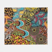 アフリカ伝統的の織物と野生動物の皮p フリースブランケット (正面(横))