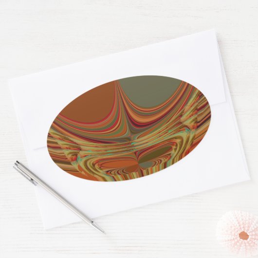 アフリカ伝統的アースアコンテンポラリーートプリント 楕円形シール (封筒)