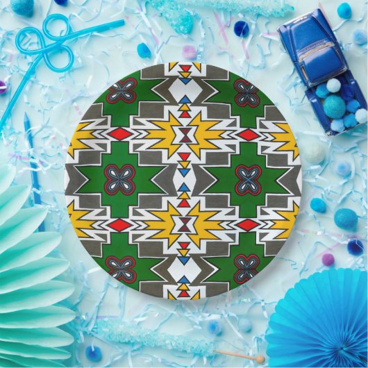 アフリカ伝統的アートンデベレアフリカ文化 ペーパープレート (パーティー)