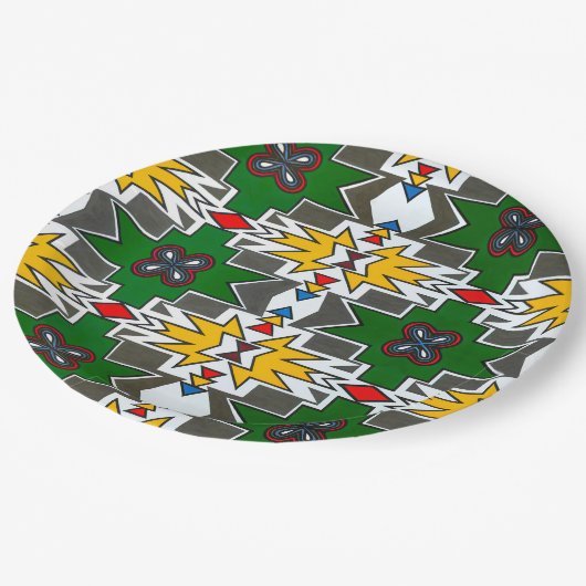 アフリカ伝統的アートンデベレアフリカ文化 ペーパープレート (アングル)
