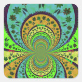 アフリカ伝統的カラー万華鏡のように千変万化するパターンフローラアート スクエアシール (正面)