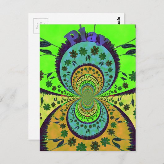 アフリカ伝統的カラー万華鏡のように千変万化するパターンフローラアート ポストカード (正面/裏面)