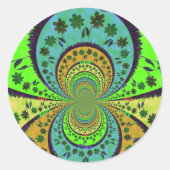 アフリカ伝統的カラー万華鏡のように千変万化するパターンフローラアート ラウンドシール (正面)