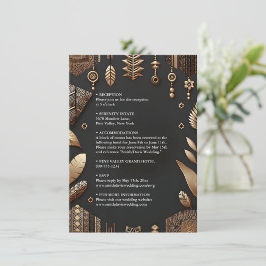 アフリカ伝統的ガーナ結婚ブラウン エンクロージャーカード (スタンド正面)