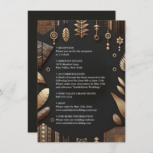 アフリカ伝統的ガーナ結婚ブラウン エンクロージャーカード (正面/裏面)