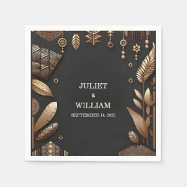 アフリカ伝統的ガーナ結婚ブラウン スタンダードカクテルナプキン