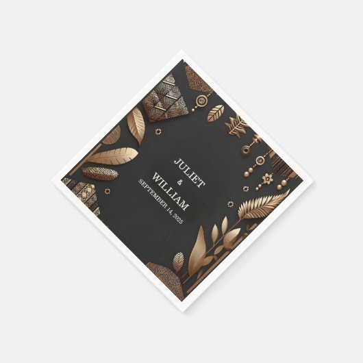 アフリカ伝統的ガーナ結婚ブラウン スタンダードカクテルナプキン (角)