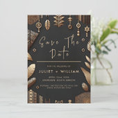 アフリカ伝統的ガーナ結婚ブラウン セーブザデート (スタンド正面)