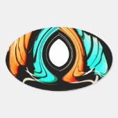 アフリカ伝統的パターンアートプリント 楕円形シール (正面)