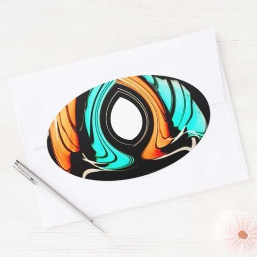 アフリカ伝統的パターンアートプリント 楕円形シール (封筒)