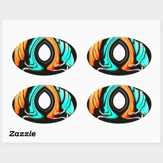 アフリカ伝統的パターンアートプリント 楕円形シール (シート)