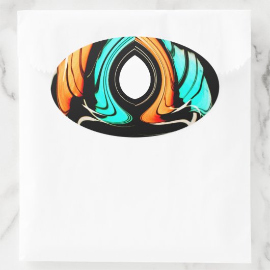 アフリカ伝統的パターンアートプリント 楕円形シール (バッグ)