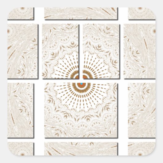 アフリカ伝統的モザイクアートプリント。 スクエアシール (正面)