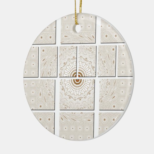 アフリカ伝統的モザイクアートプリント。 セラミックオーナメント (左)