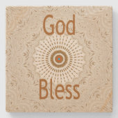 アフリカ伝統的モチーフデザインアートプリント ストーンコースター (正面)