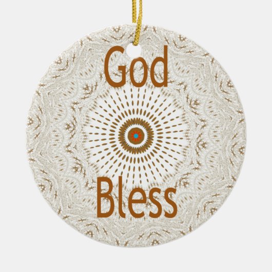 アフリカ伝統的モチーフデザインアートプリント セラミックオーナメント (正面)