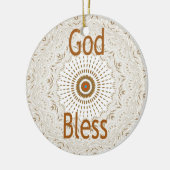 アフリカ伝統的モチーフデザインアートプリント セラミックオーナメント (左)