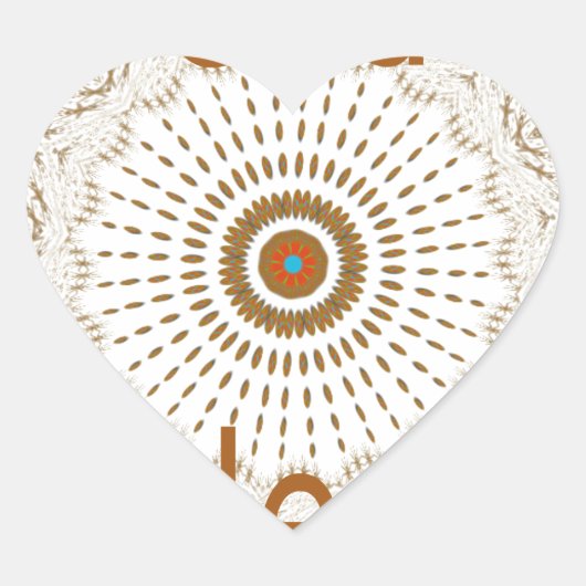 アフリカ伝統的モチーフデザインアートプリント ハートシール (正面)