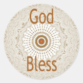 アフリカ伝統的モチーフデザインアートプリント ラウンドシール (正面)