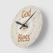 アフリカ伝統的モチーフデザインアートプリント ラウンド壁時計 (傾斜)