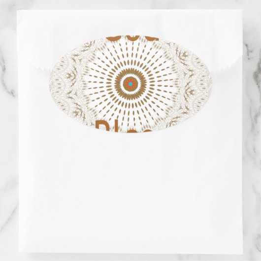 アフリカ伝統的モチーフデザインアートプリント 楕円形シール (バッグ)