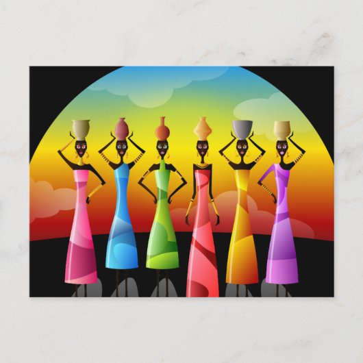 アフリカ伝統的人女性 ポストカード (正面)