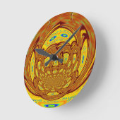 アフリカ伝統的色黄金色 ラウンド壁時計 (傾斜)