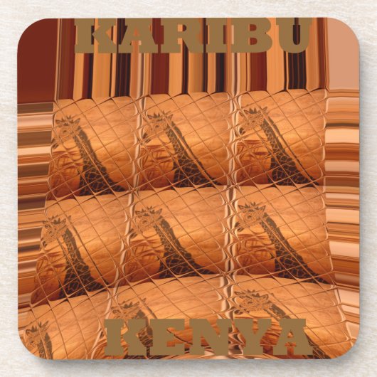 アフリカ伝統的鏡:キリン織 コースター (正面)