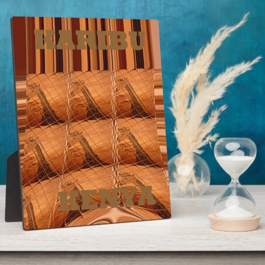 アフリカ伝統的鏡：キリン織 フォトプラーク (側面)