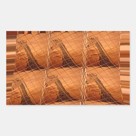 アフリカ伝統的鏡:キリン織 長方形シール (正面)