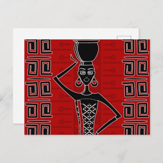 アフリカ倫理オーナメントブラックとレッドN1 ポストカード (正面/裏面)